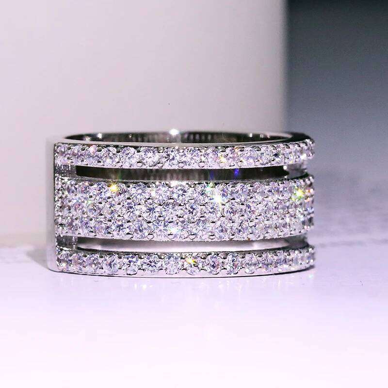 3 Layer CZ Brand Fashion Sterling Silver Color Jewelry Cubic Zircon Crystal Engagement Wedding Rings For Women Anillo Bijoux