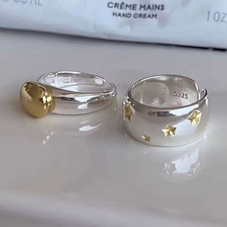 Sam Panda 925 Sterling Rings for Women Fashion Geometric Handmade Irregular Gold Star Ring Simple Fine Jelwery Christmas Gift