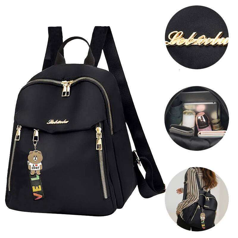 The Neutral Color Backpack with Both Shoulder Straps Is Suitable Travel, Well as for Carrying Accessories and Books