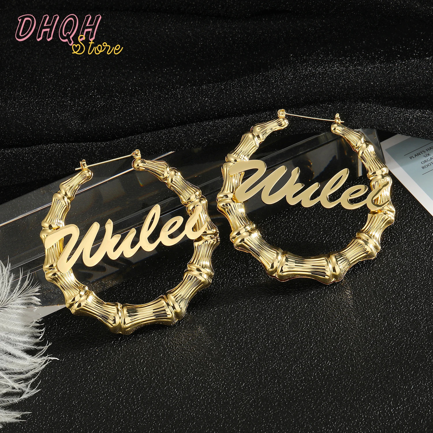 Wholesale 30mm-100mm Custom Bamboo Hoop Earrings Customize Name Earrings Style Personality Earrings Women Customized Gifts 251211