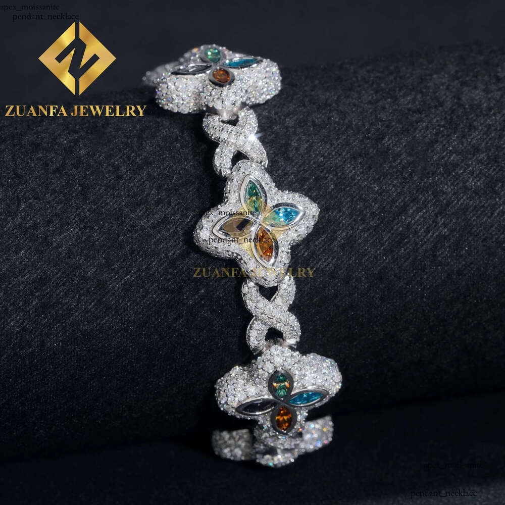 Fine Jewelry Luxury Flower New Fashion Clover Bracelets Sterling Silver 925 Gold Plated Moissanite Cuban Chains 5e