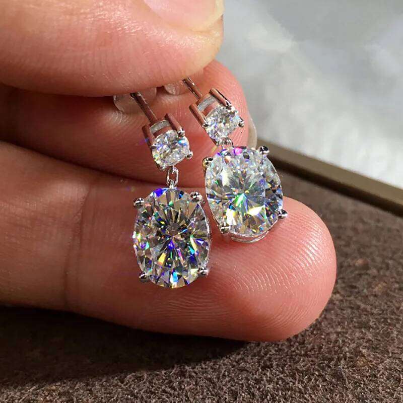 1Pair Luxury 5A Crystal Zircon Ear Drop Earring New 925 Silver Needle Earrings For Women Party Gifts Fashion Jewelry