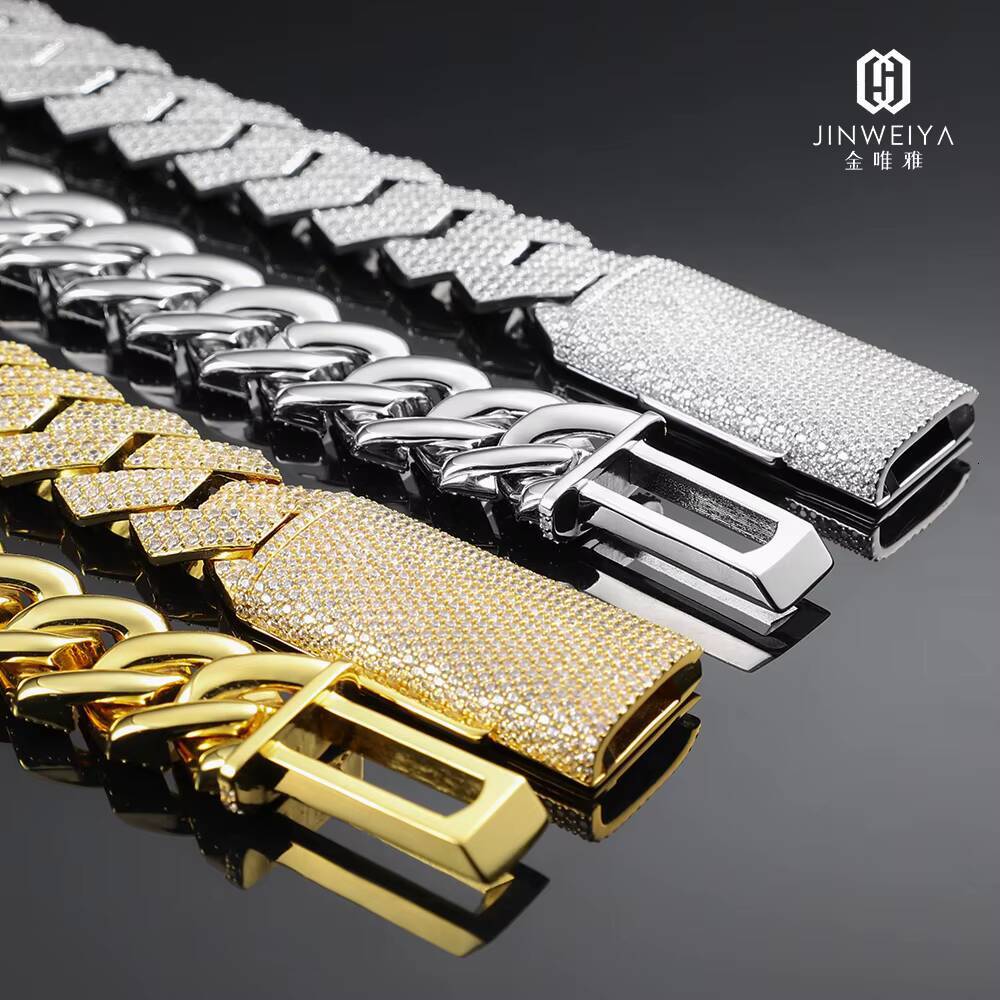 Factory Wholesale Hip Hop Rock Men Necklace 925 Sterling Silver VVS Moissanite Chain Men 18mm Cuban Link Chain