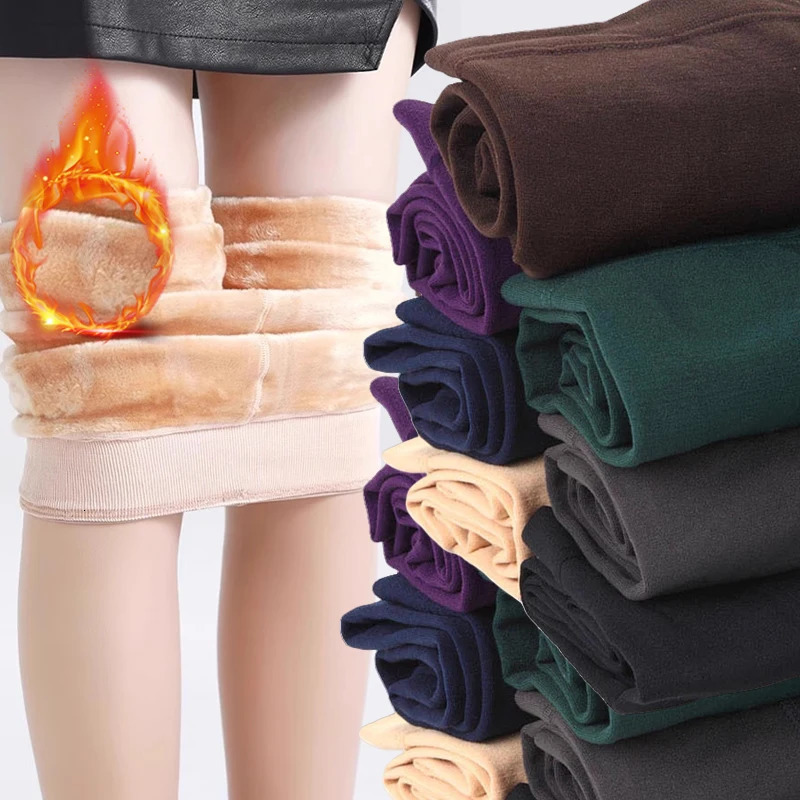 Colorful Fleece Lined Tights Winter Women Thermal Pantyhose for Female Panty Polar Skin Black Effect Stockings Leggings y260106