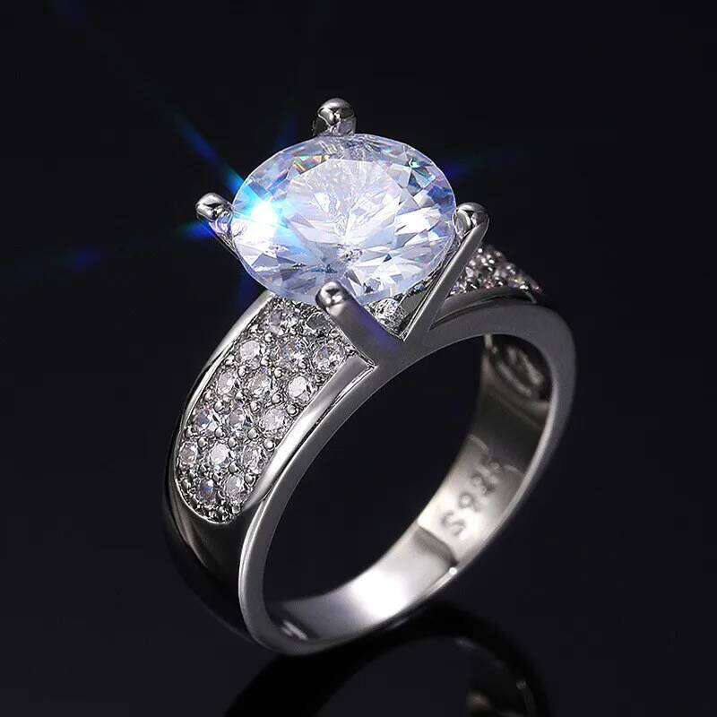 Cubic Zirconia Prong Setting Band Rings for Women Wedding Engagement Jewelry Gifts