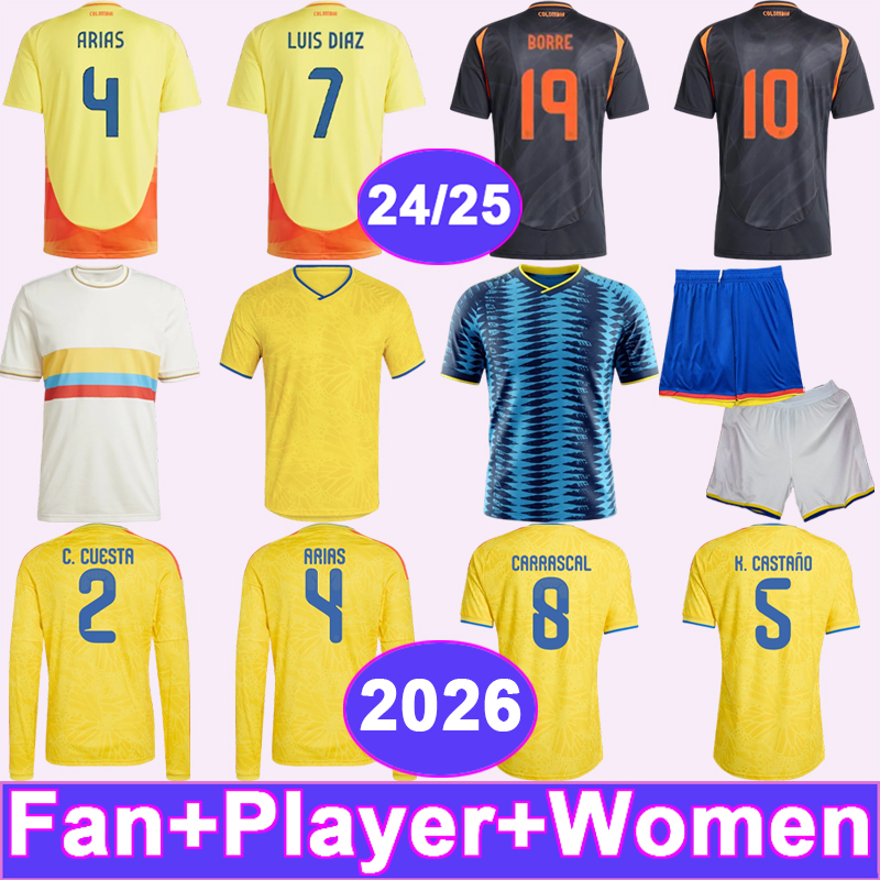 24 26 Colombia Mens Womens PLayer Soccer Jerseys National Team LUIS DIAZ BORRE CARRASCAL MOSQUERA ARIAS Home Away Training Wear Football Shirts