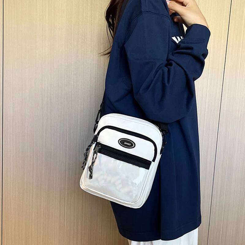 Neutral style - single shoulder, front with transparent pocket, multiple pockets, adjustable strap bag for men and women