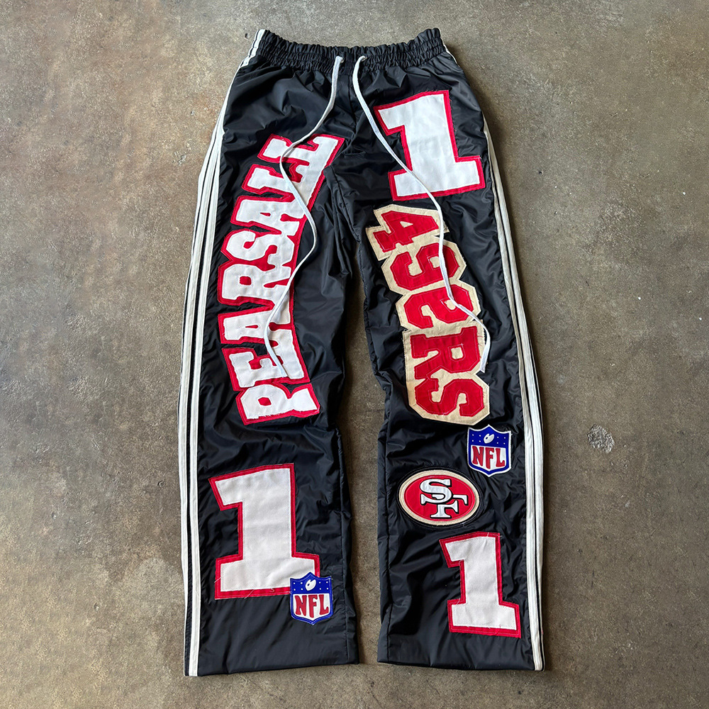 Y2K Retro Simple Loose Street Dance Hip Hop Sports Letter Print Straight Leg Wide-leg Pants Trendy Couple Casual Jogging Trouser