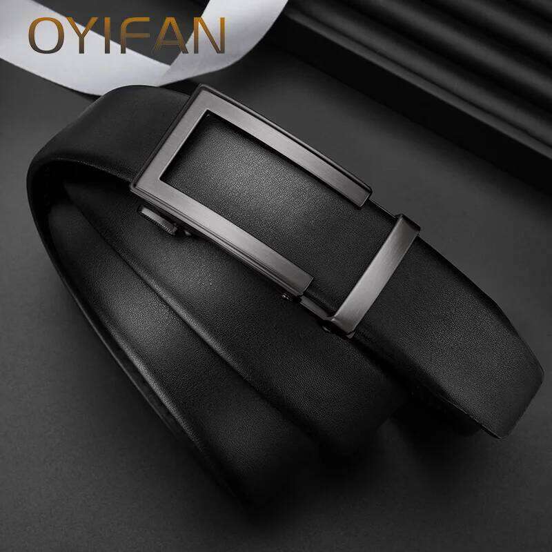 26H0105 OYIFAN fashion men genuine leather automatic buckle adjustable ratchet jeans formal belt 26H0106