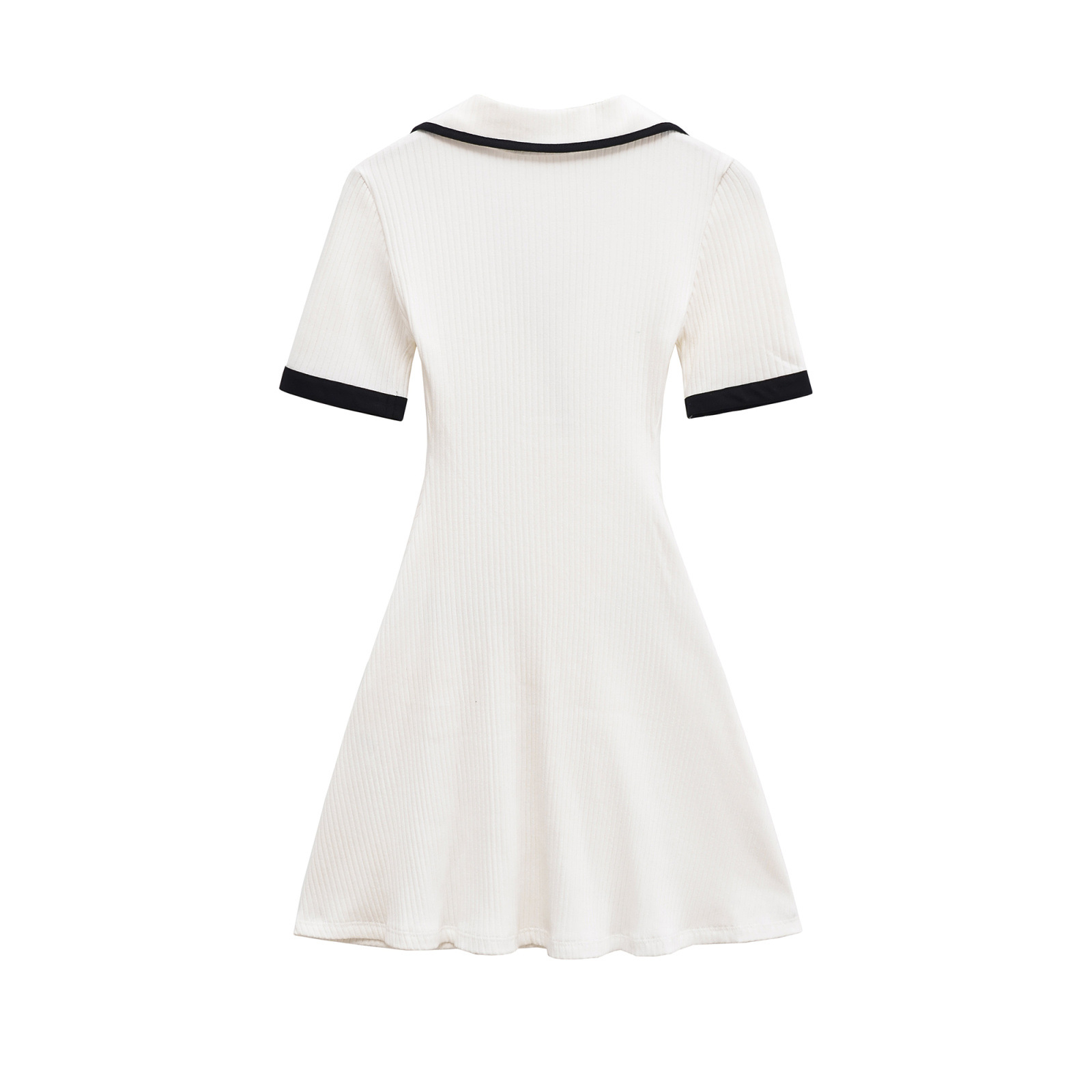 Free delivery women dress Fashionable casual women's wear simple style V-neck short skirt metal buttons ribbed