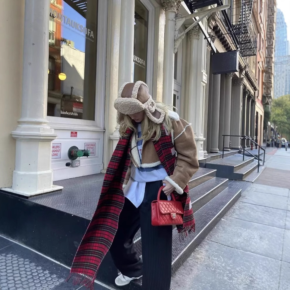 Fashion Lamb Wool Patchwork Fur One-piece Coat Women Casual Lapel Long Sleeves Thickened Jacket Lady Warm Outerwear 241119