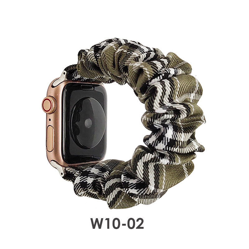 Compatible with iWatch Cross-border Striped Plaid Fresh Elastic Single Loop Scrunchie Apple Watch Band
