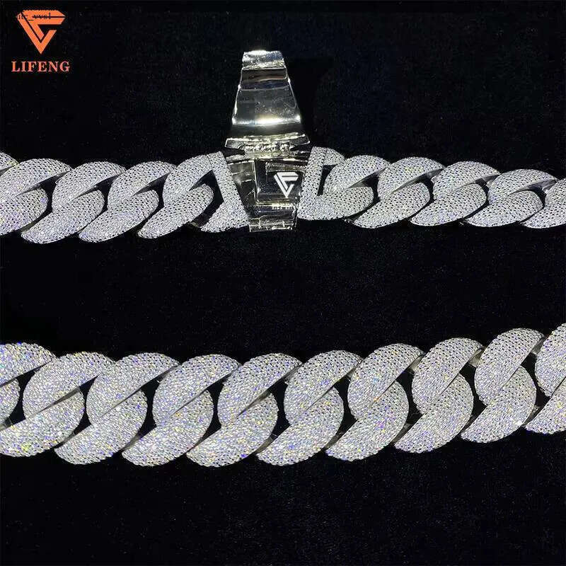 23mm High Quality Hip Hop Jewelry Big Cuban Link Chain Custom Mens Necklace Iced Out VVS Moissanite Diamond With Gra Certified