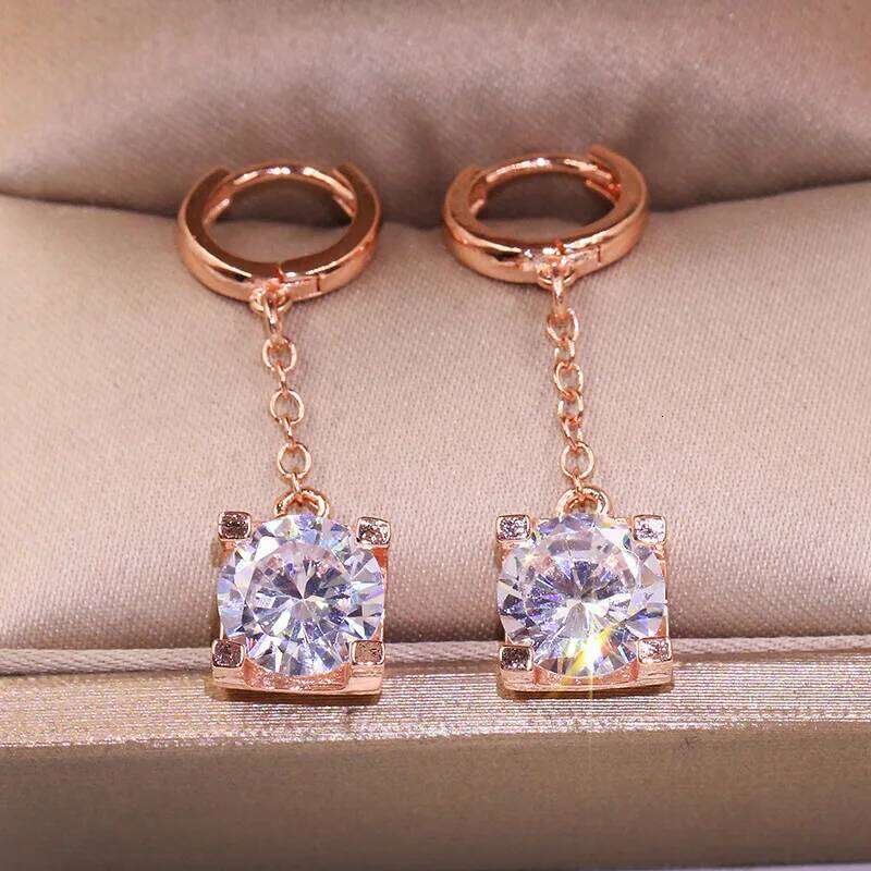 Luxury Female Drop Fashion Silver Rose Gold Color Wedding Jewelry Vintage Long Dangle Earrings For Women