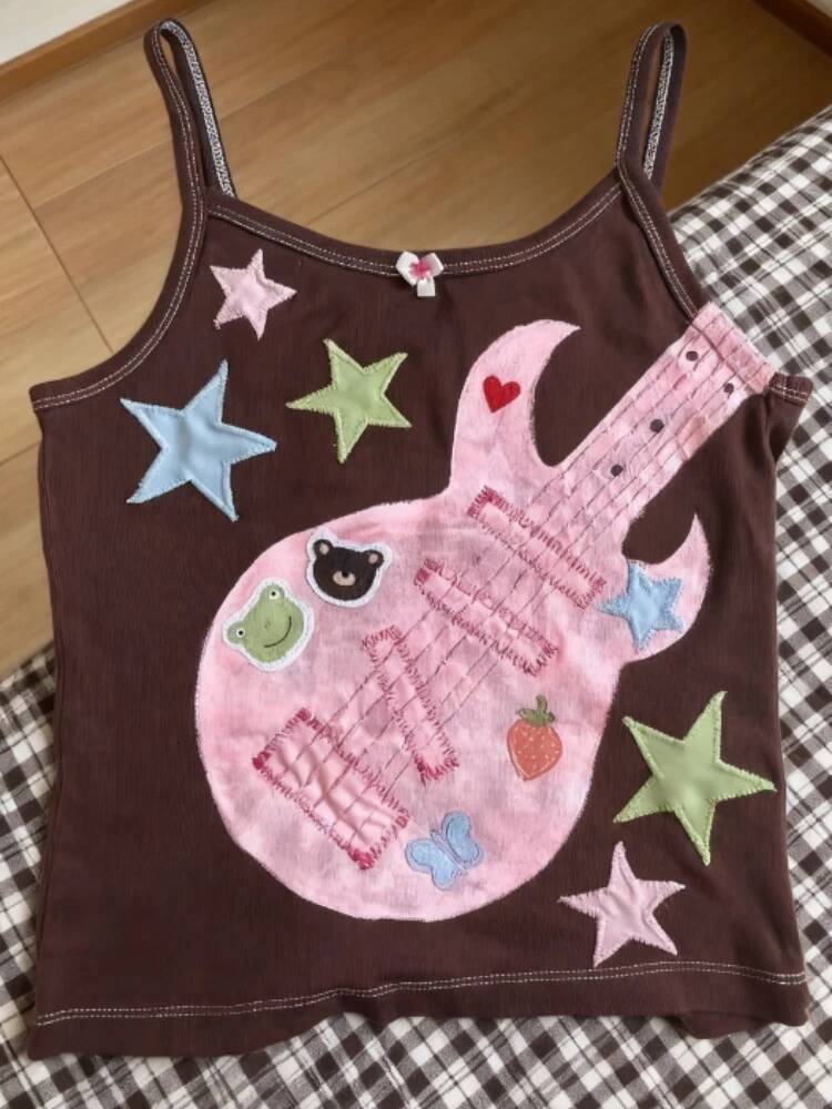 Bestseller Summer Subculture Punk Guitar Print Tank Top American Fashion Spice Girl Sleeveless Vest New Design Vintage Y2k Clothing 2025 ddmytues