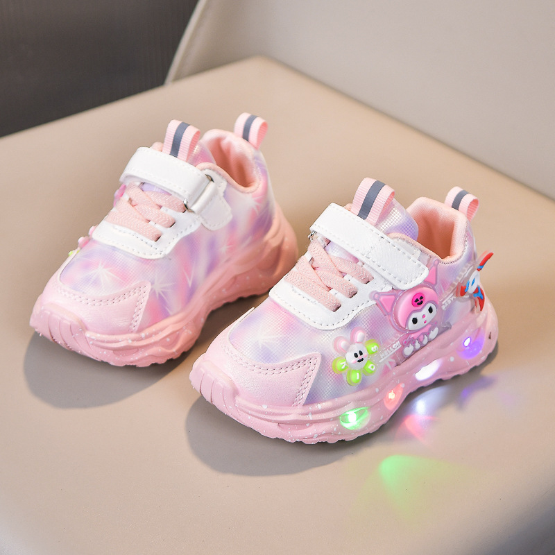 kids trainers led lights mesh breathable childrens sports princess pink purple shoes sneakers