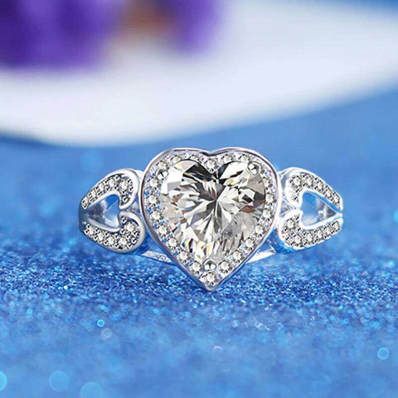 Fashion Heart Women Wedding Silver Color AAA CZ Simple Bridal Marriage Rings Proposal Fine Anniversary Gift Hot