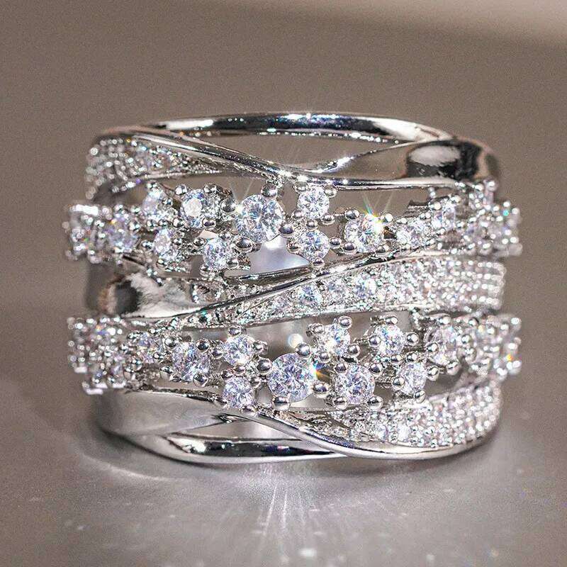 Sparkling Cubic Zirconia Ring for Women Delicate Brilliant Wedding Bridal Accessories Fashion Modern Jewelry