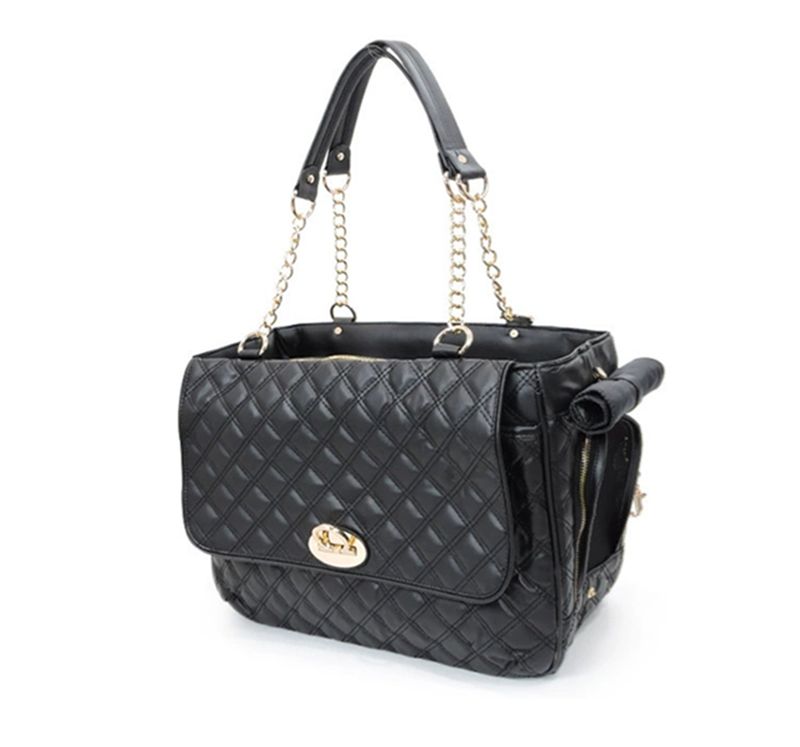 Fashion Dog Carrier Handbag for Puppy with 2 Super-Large Pockets, Holds Up to 10lbs PU Leather Pet Carrier, Cat Carrier, Airline Approved Puppy Purse Carrier for Travel