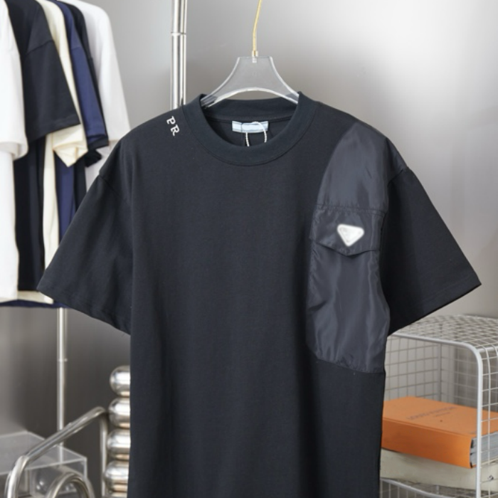Men's Plus Tees & Polos 2026ss summer new high-grade pure cotton printed T-shirt round neck stitching pullover short sleeves Size m-3xl f66h6