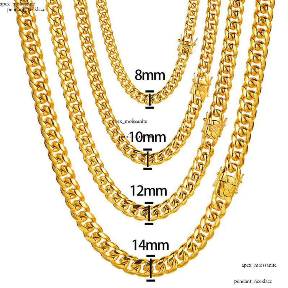 6-22mm Hip Hop Stainless Steel Miami Cuban Link Chain Bibcock Clasp Mens 18K Real Gold Plated Jewelry 69