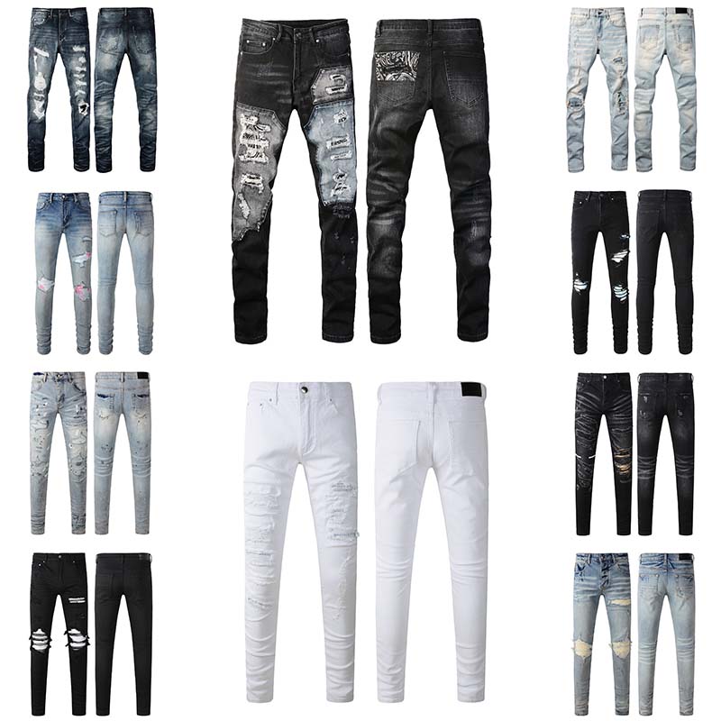 Jeans High Quality Fashion Mens Jeans Cool Style Designer Denim Pant Distressed Ripped Biker Jean Slim Fit Motorcycle