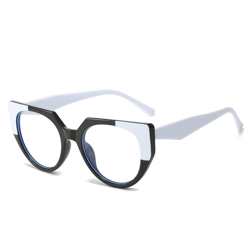 TR90 Lightweight Blue Light European and American Style Ins Patchwork Color Blocking Retro Cat Eye Large Frame Non-Prescription Glasses