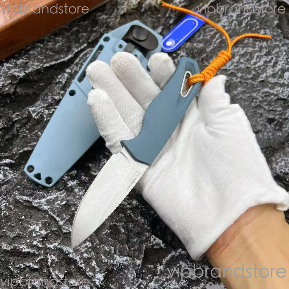 BM 18050 CPM MagnaCut 2 7 Stonewash Fixed Blade Blue TPV Handle Survival Hunting Hiking EDC Knife Cutting Tools - view 7