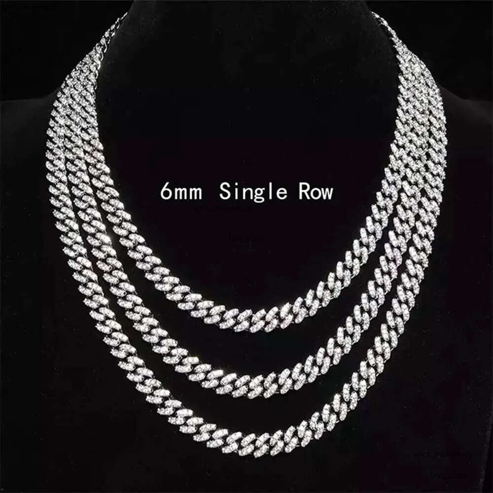 Hiphop Jewelry 6mm S925 Sterling Silver D color VVS Moissanite Necklace Cuban Link Chain 1c