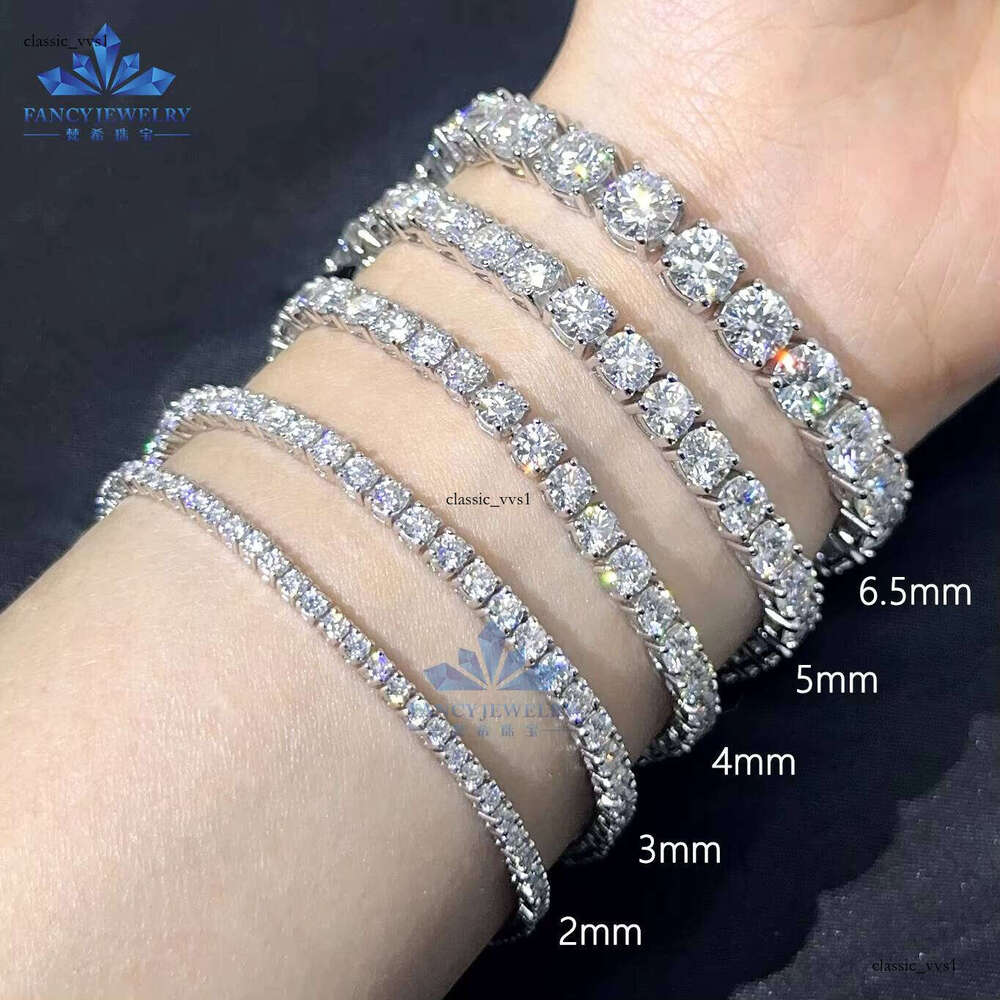 In Stock 3mm 4mm 5mm VVS Moissanite 925S Genuine Tennis Hip-Hop Chain Bracelet