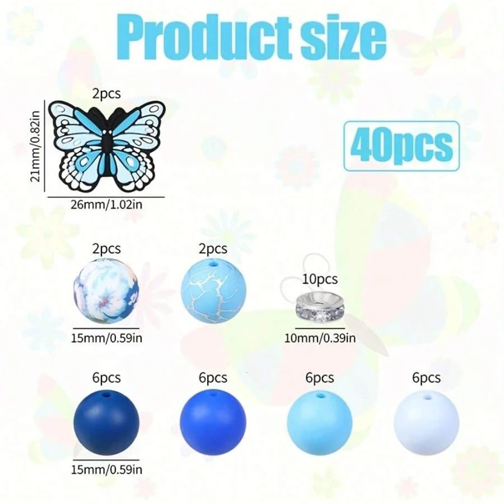 5/38/40PCS Butterfly Silicone Bead Set perfect for DIY handmade keychains necklaces bracelets jewelry pendants etc 260106 - view 5