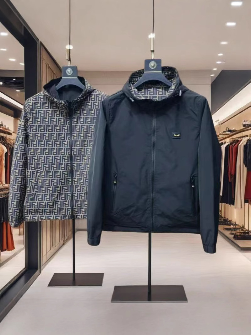 2026 Luxury European Men's Reversible Hooded Jacket, Slim Fit Spring Autumn Coat, New Fashion Streetwear Casual Jacket