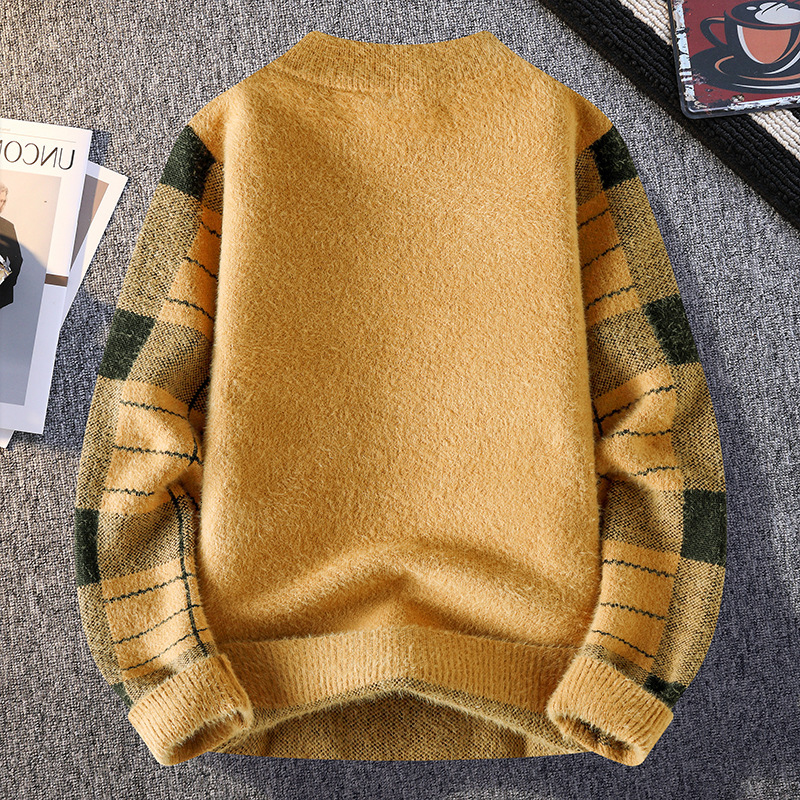 2026 Half-neck Sweater For Men - Fall/winter Multi-color Embroidery Underwear With Center-back Collar And Slim Fit Knitted Shirt - Thick Striped Botto