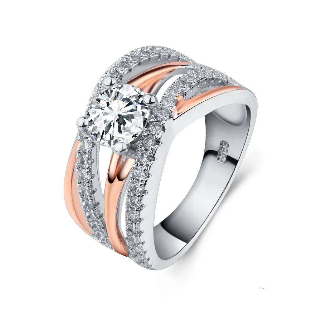 Simple Wedding Weave Rings Women Shiny Cubic Zircon Jewelry Sterling Silver Anniversary Engagement Ring For Girls