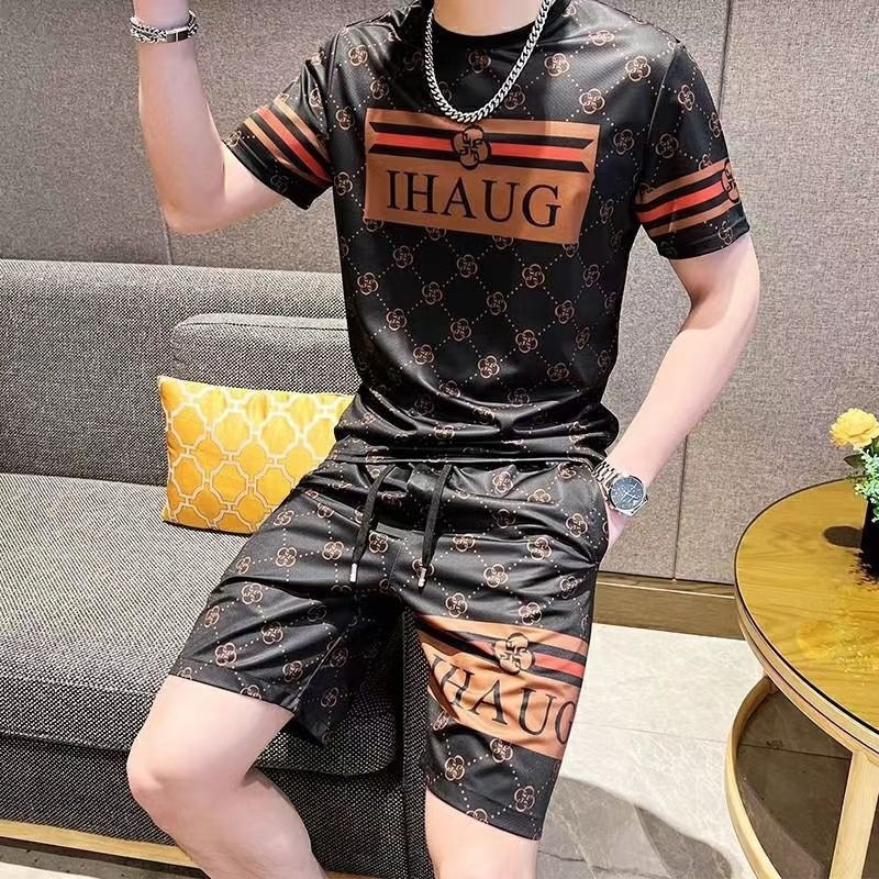 Men's Tracksuits New Designer Clothing Casual Suit For Men Summer Fashion Loose Oversized Trendy And Fashionable Luxury Short Style Daily Outfit 