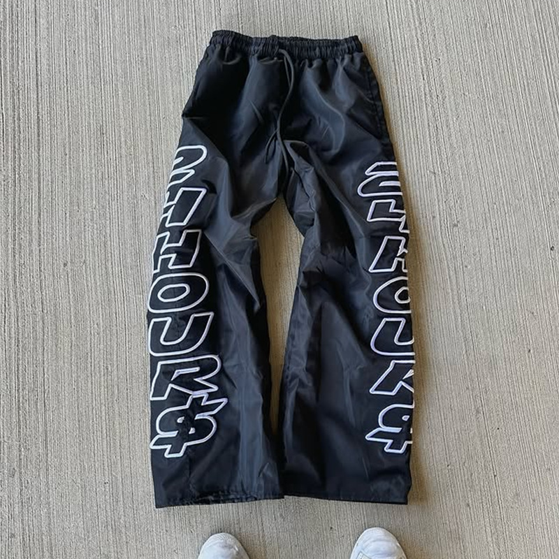 Y2K Retro Simple Loose Street Dance Hip Hop Sports Letter Print Straight Leg Wide-leg Pants Trendy Couple Casual Jogging Trouser