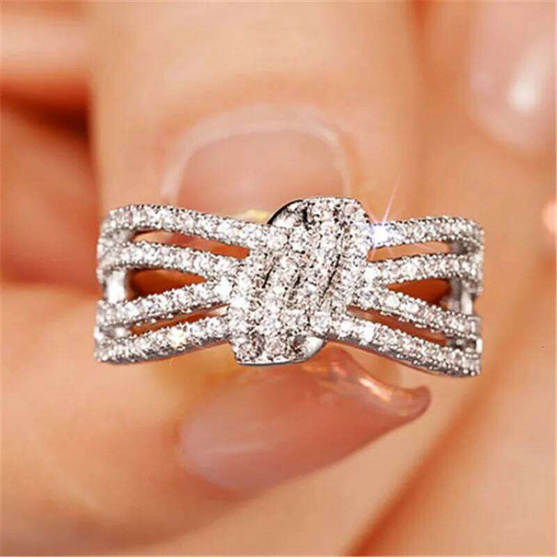for Women Bling Cubic Zirconia Wedding Band Accessories Party Statement Rings Female Jewelry