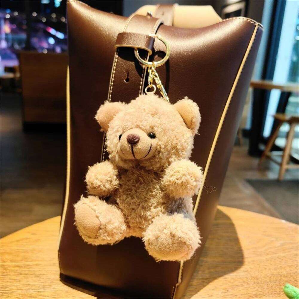 12cm Soft Stuffed Teddy Doll Cute Animal Little Bear Plush Toy Keychain Key Chain Bag Pendent Accessories Kids Gift XJ260106