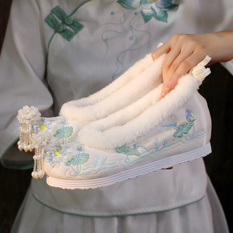 Ddmysports CM Height Increasing Hanfu Elevated Ethnic Embroidered Student Ancient Style Dance Female Cotton Shoes Outdoor Shoes