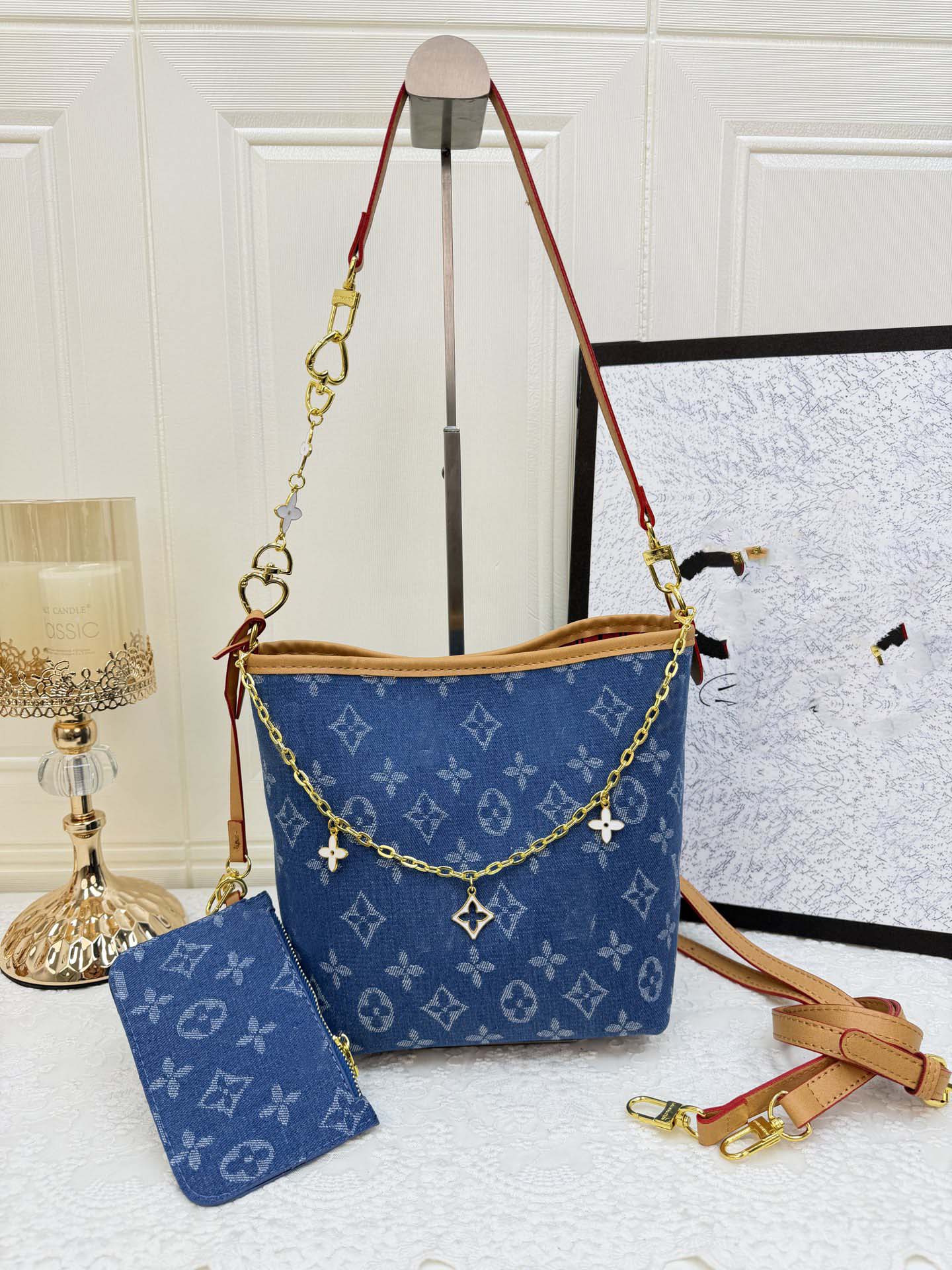 sunset pink jean bag Luxury designer pink denim nano shoulder Hobo Crossbody Bag handle shopping cluth Drawstring Tote Pochette purse Underarm Handbag