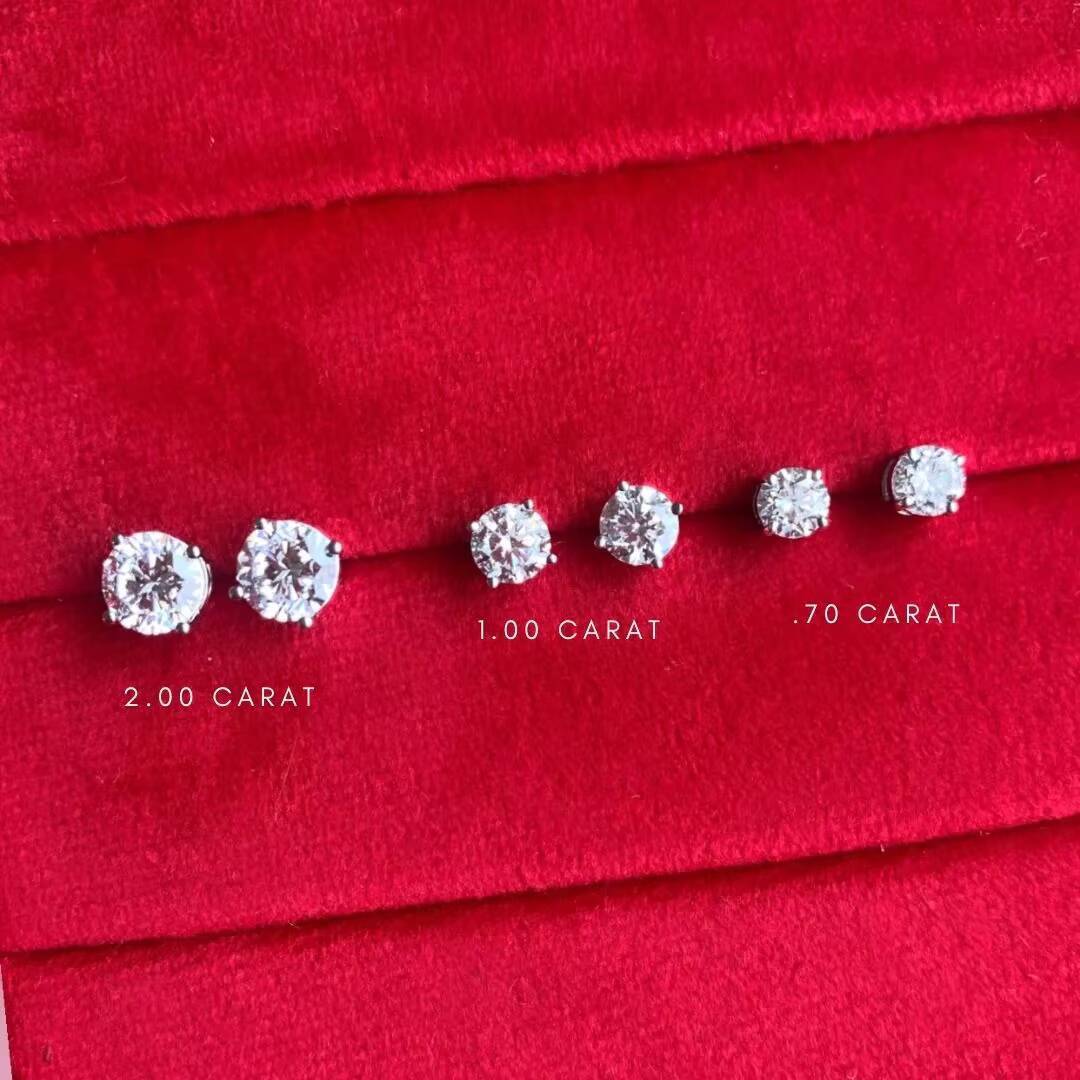 Factory Sale Studs Earrings Real Gold Jewelry 05CT Lab Grown Diamond IGI Certificate Earring Stud