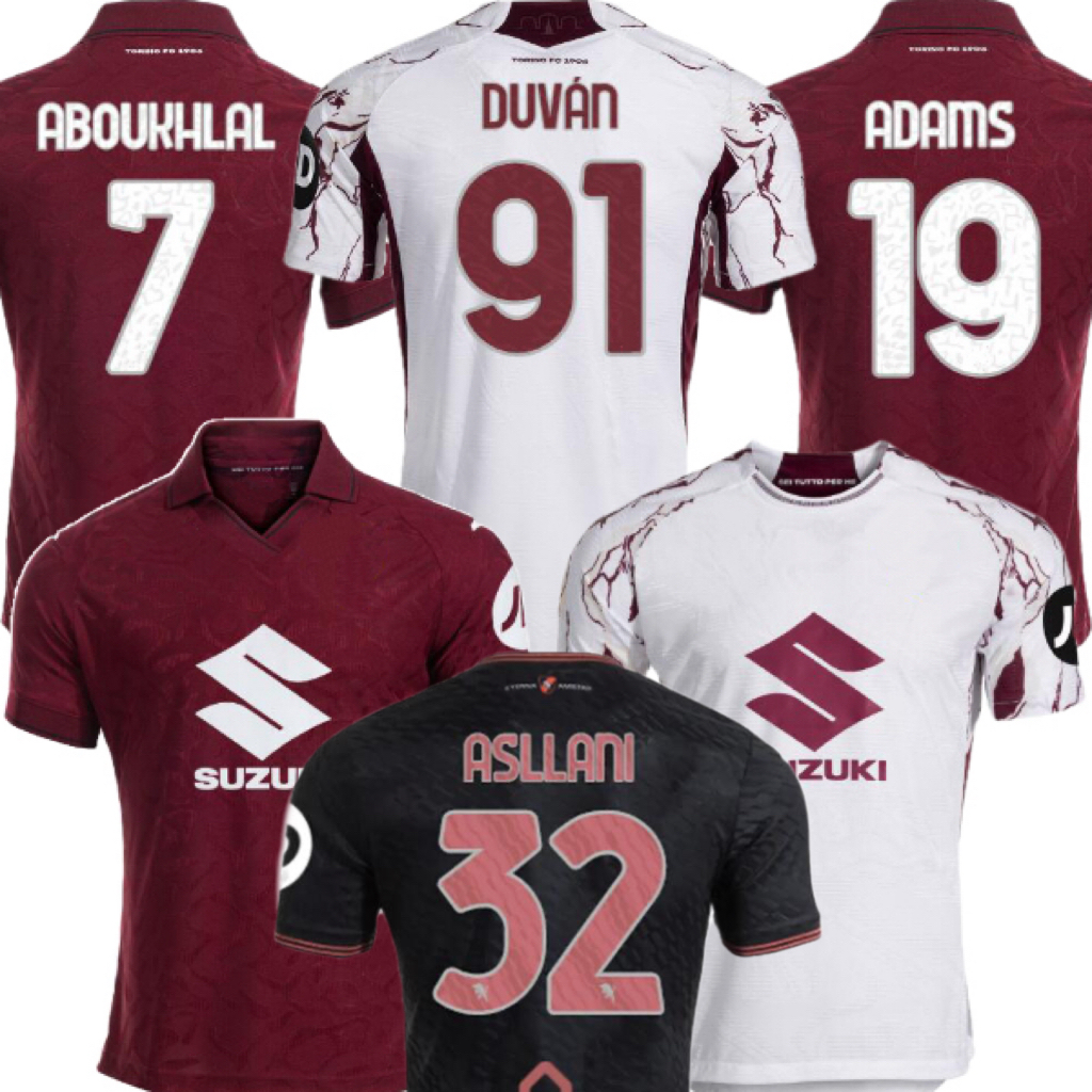 2025 2026 Torino FC soccer jersey COCO CASADEI ILIC ASLLANI ABOUKHLAL ADAMS VLASIC DUVAN SIMEONE NGONGE 25 26 home away football men kids shirt
