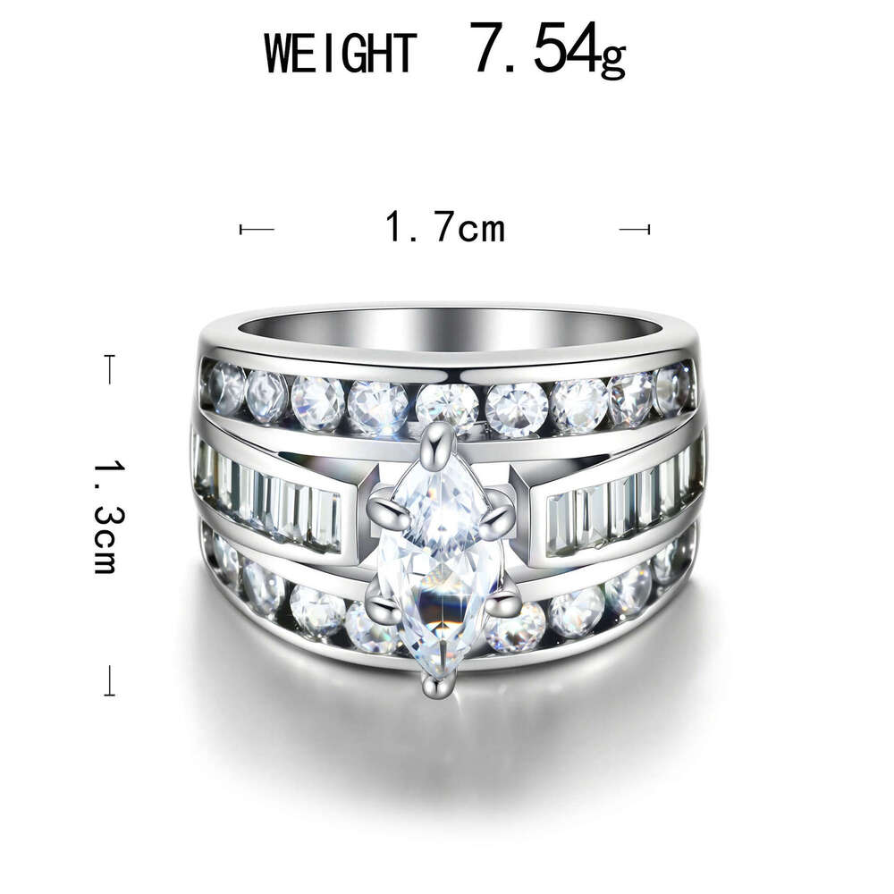 European And American Cross-Border Inlaid Zircon Fashionable Personality Women's Couple Engagement Birthday Gift Ring Jewelry