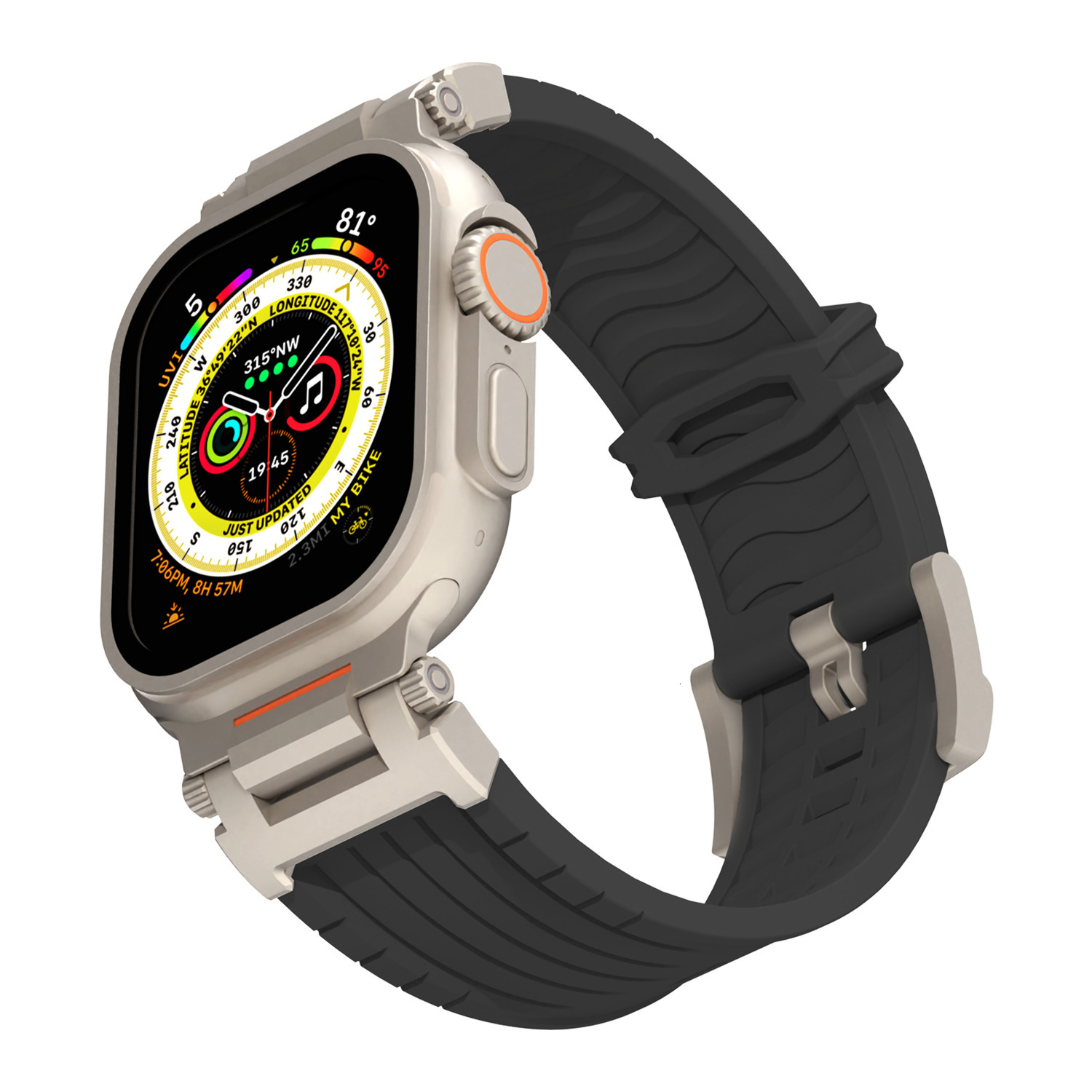 Hot-Selling Mecha Stripe Silicone Strap Compatible with Apple Watch Ultra Explorer