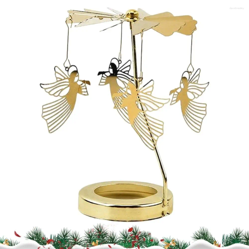 Candle Holders Metal Rotating Holder Mechanism Heat-Powered Rotation Spinner Carousel Elegance Style Transfer Windmill H260310