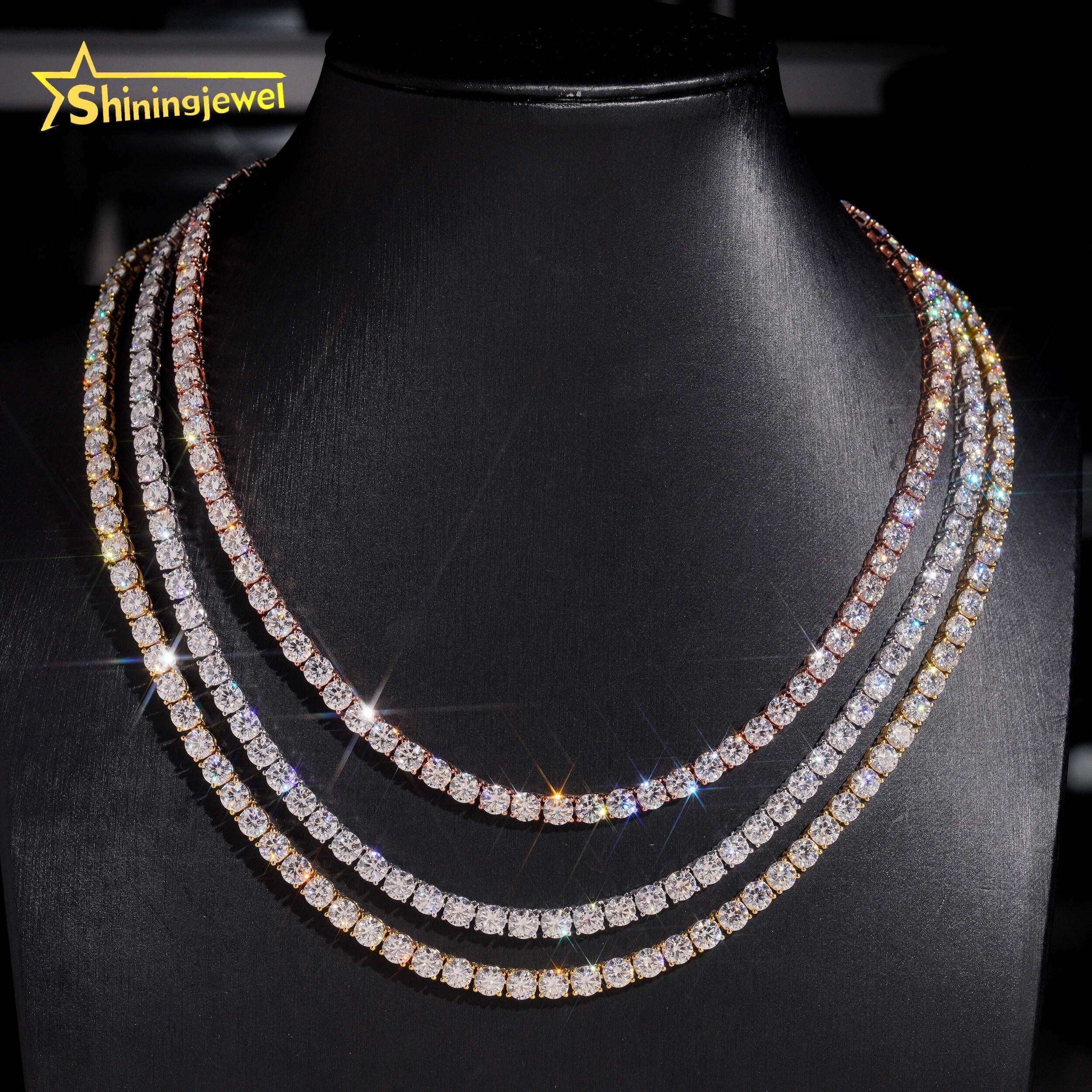 Ready to Ship Cheapest Price VVS Moissanite Pass Diamonds Test Gold Plated Sterling Silver 925 Tennis Chain Iced Out Jewelry