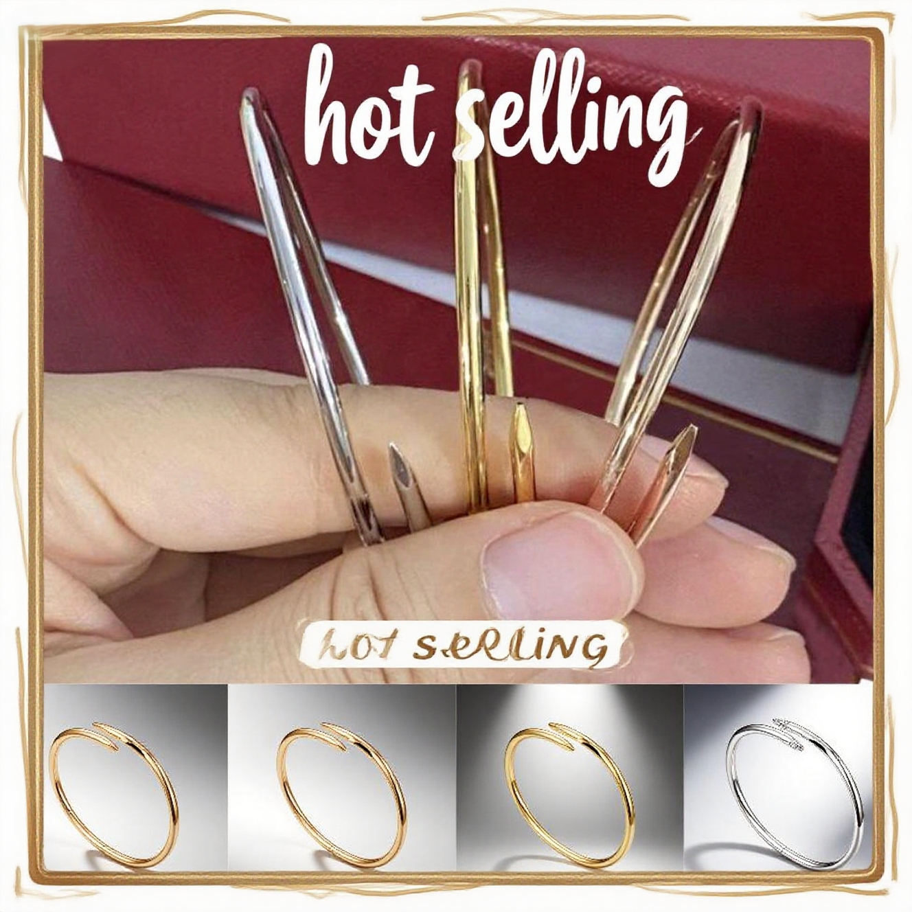 high quality nail bracelet jewelry woman designer luxury bracelet exquisite nail bracelet luxury bangle 18K gold diamond charm gold bracelet designer jewelry gift