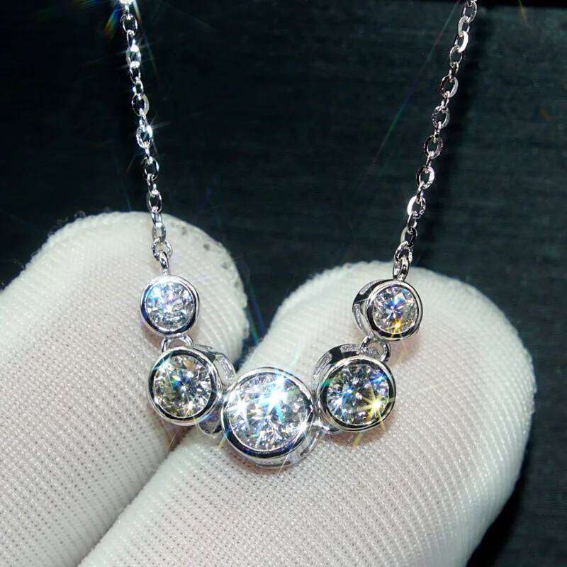 Chain Necklaces Female Engagement Jewelry Trendy Brilliant Round Zirconia Accessories for Wedding