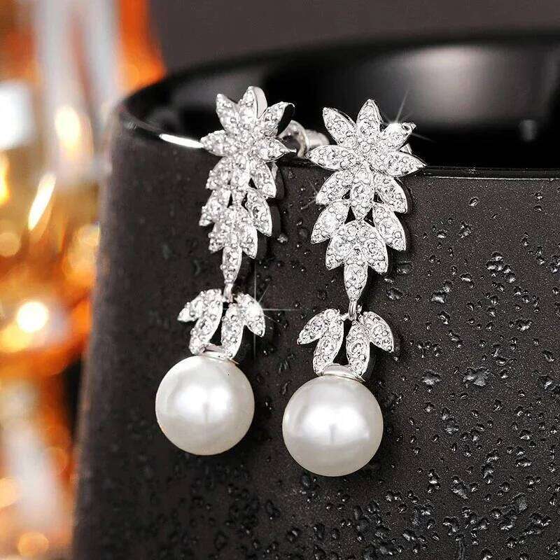 Pearl Long Dangle Earrings for Women Aesthetic Engagement Wedding Accessories Luxury Trendy Jewelry