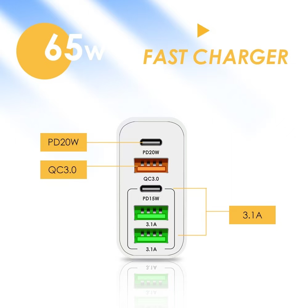 65W USB Fast Charging Type C PD Charger Quick Charger Mobile Phone Power Adapter EU/US/UK Plug For iPhone Xiaomi Samsung Oneplus - view 6